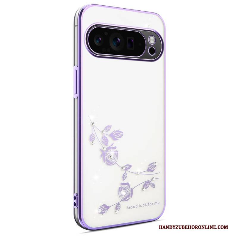 Hülle Google Pixel 10 Pro Xl Blumendekoration Und Strasssteine