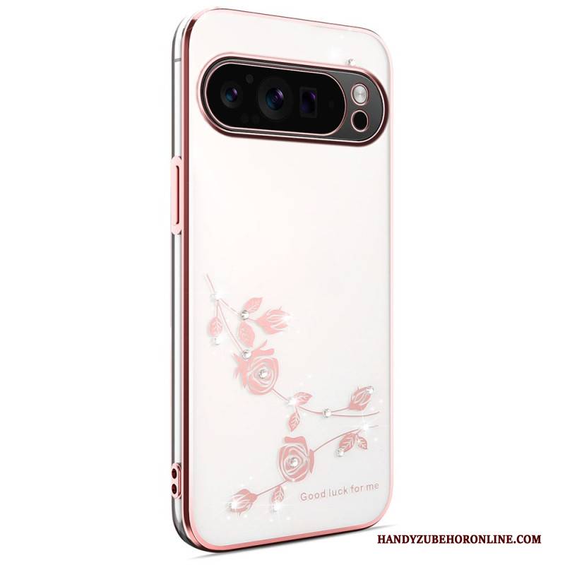 Hülle Google Pixel 10 Pro Xl Blumendekoration Und Strasssteine