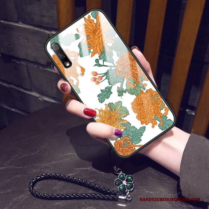 Hülle Honor 9x Taschen Netto Rot Blumen, Case Honor 9x Weiche Anti-sturz Schwarz
