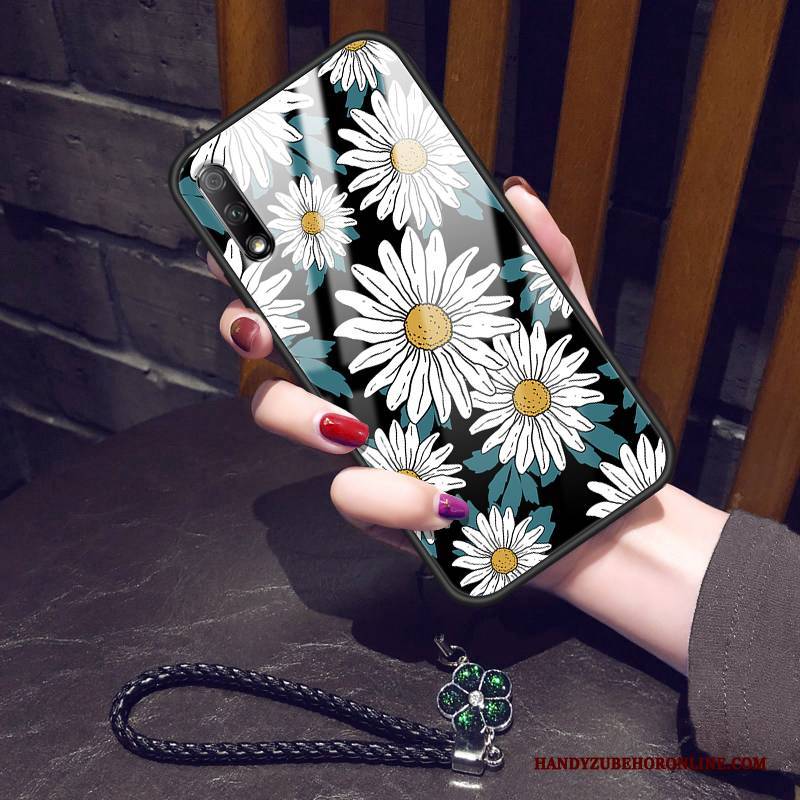 Hülle Honor 9x Taschen Netto Rot Blumen, Case Honor 9x Weiche Anti-sturz Schwarz