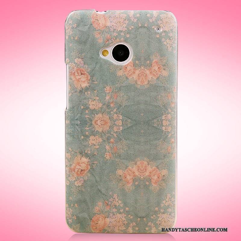 Hülle Htc One M7 Gemalt Handyhüllen Schlank, Case Htc One M7 Schutz Hellblau Nubuck