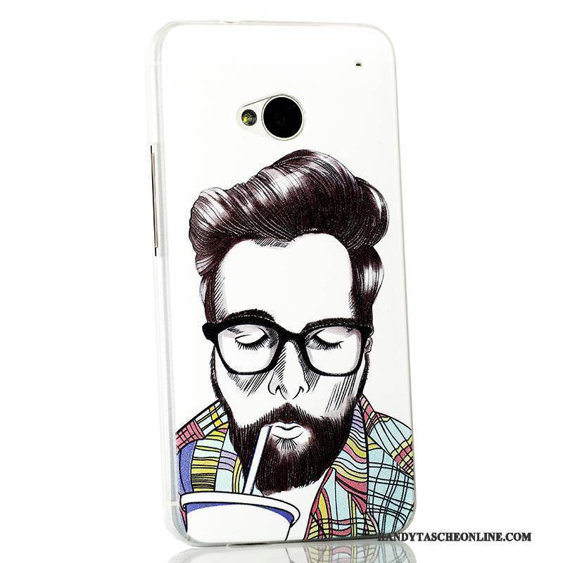 Hülle Htc One M7 Karikatur Schlank Trend, Case Htc One M7 Schutz Hellblau Handyhüllen