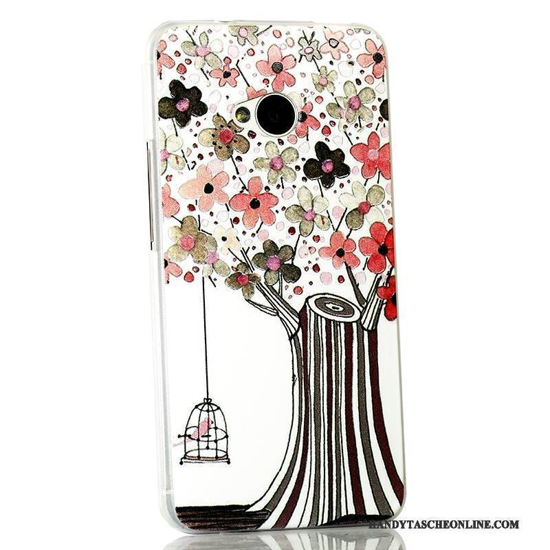 Hülle Htc One M7 Karikatur Schlank Trend, Case Htc One M7 Schutz Hellblau Handyhüllen