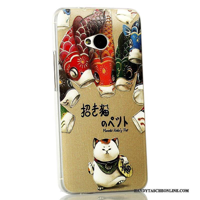 Hülle Htc One M7 Karikatur Schlank Trend, Case Htc One M7 Schutz Hellblau Handyhüllen