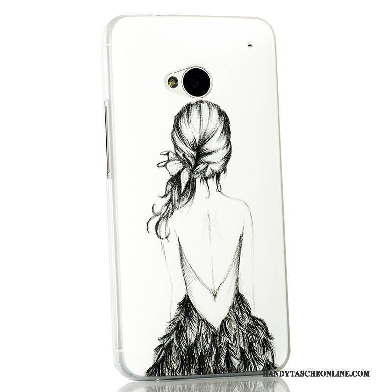 Hülle Htc One M7 Karikatur Schlank Trend, Case Htc One M7 Schutz Hellblau Handyhüllen