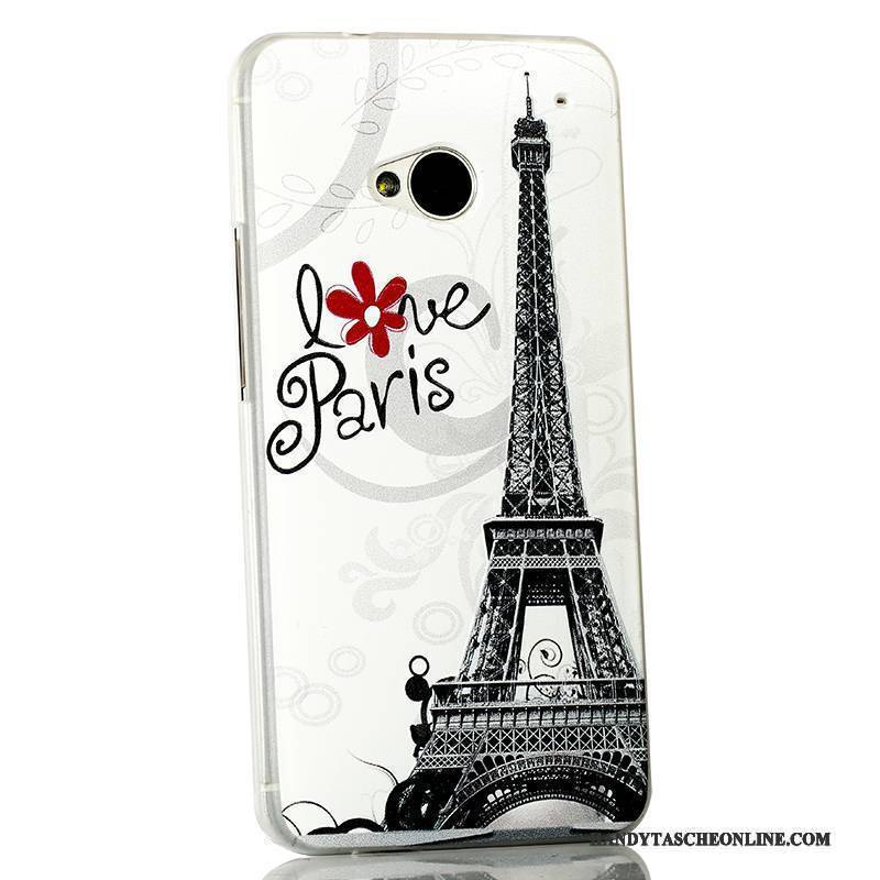Hülle Htc One M7 Karikatur Schlank Trend, Case Htc One M7 Schutz Hellblau Handyhüllen