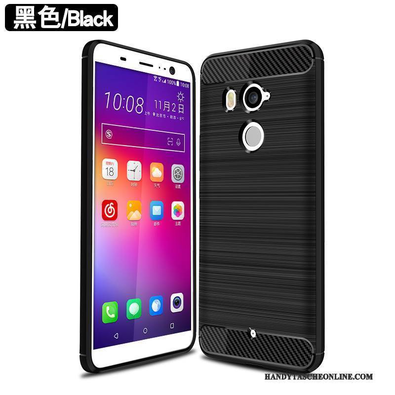 Hülle Htc U11+ Taschen Muster Schlank, Case Htc U11+ Leder Handyhüllen Schwarz