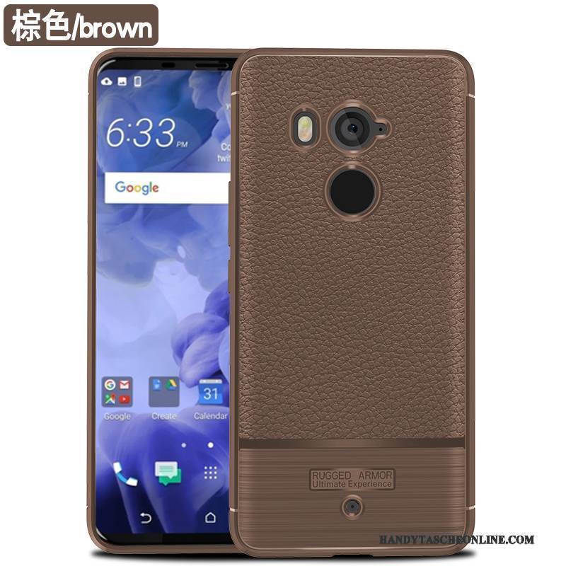 Hülle Htc U11+ Taschen Muster Schlank, Case Htc U11+ Leder Handyhüllen Schwarz