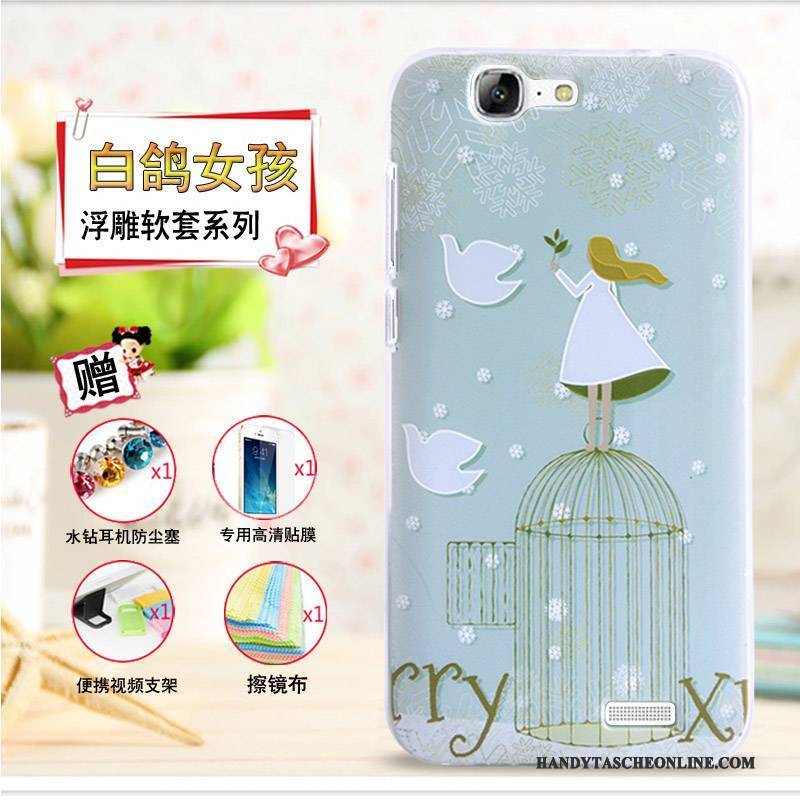 Hülle Huawei Ascend G7 Prägung Handyhüllen Gelb, Case Huawei Ascend G7 Schutz