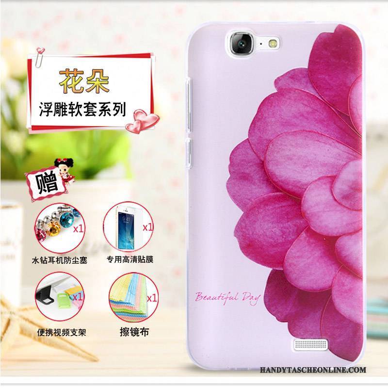 Hülle Huawei Ascend G7 Prägung Handyhüllen Gelb, Case Huawei Ascend G7 Schutz