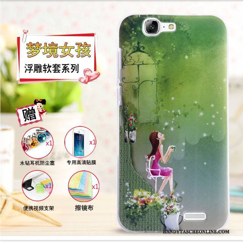 Hülle Huawei Ascend G7 Prägung Handyhüllen Gelb, Case Huawei Ascend G7 Schutz