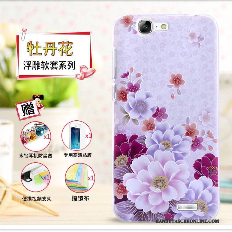 Hülle Huawei Ascend G7 Prägung Handyhüllen Gelb, Case Huawei Ascend G7 Schutz