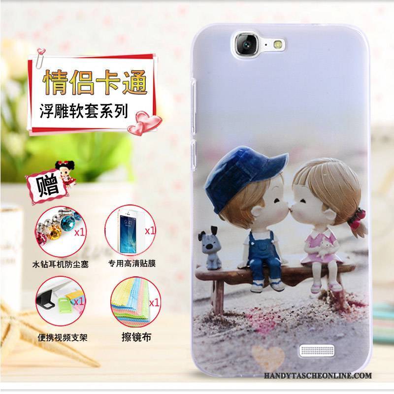 Hülle Huawei Ascend G7 Prägung Handyhüllen Gelb, Case Huawei Ascend G7 Schutz