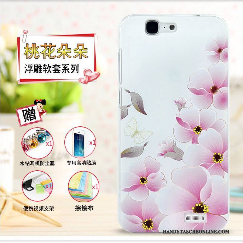 Hülle Huawei Ascend G7 Prägung Handyhüllen Gelb, Case Huawei Ascend G7 Schutz
