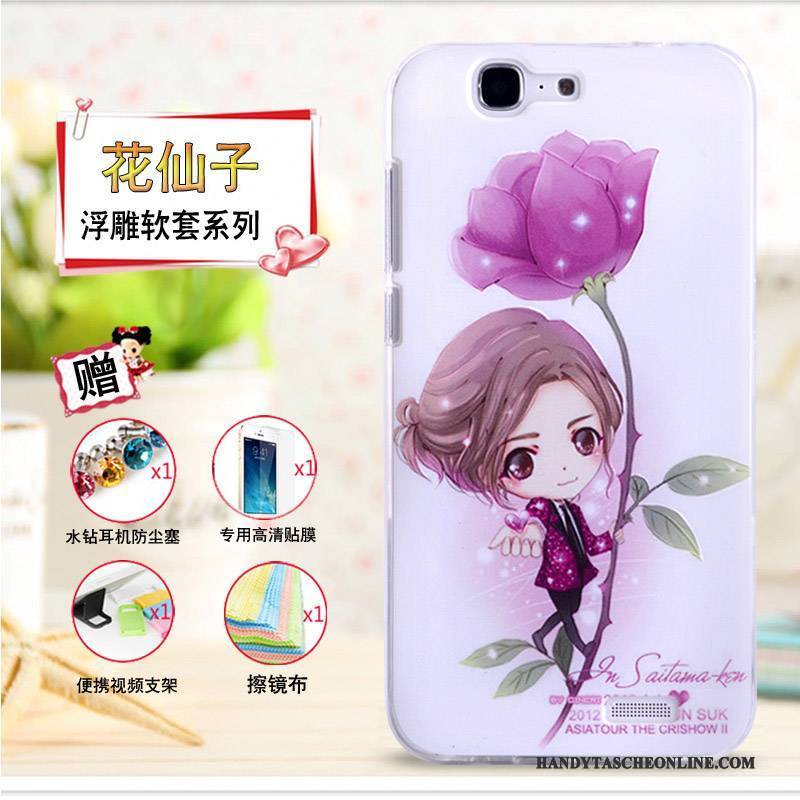 Hülle Huawei Ascend G7 Prägung Handyhüllen Gelb, Case Huawei Ascend G7 Schutz