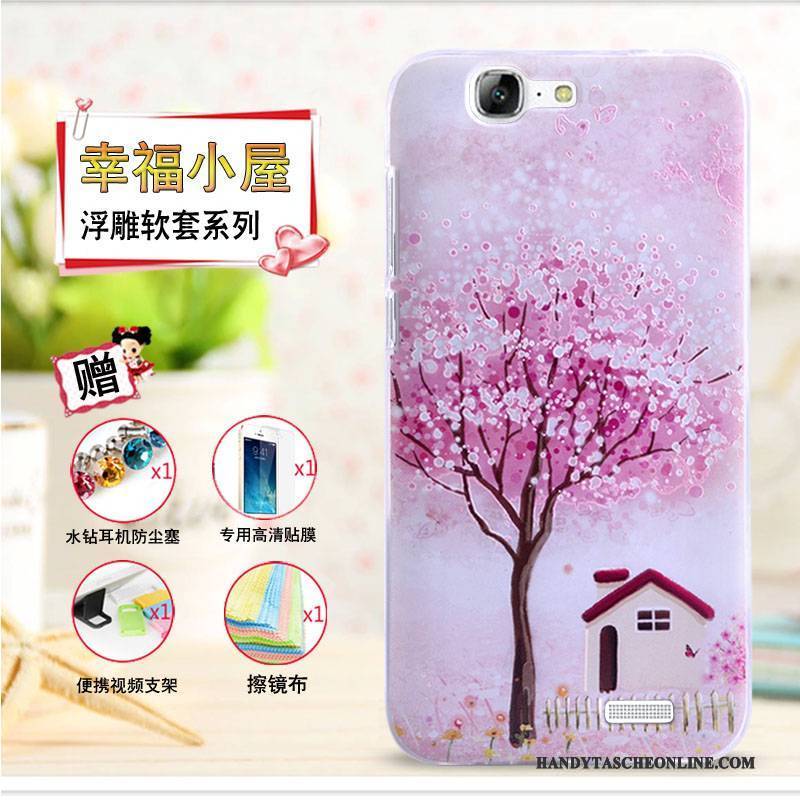 Hülle Huawei Ascend G7 Prägung Handyhüllen Gelb, Case Huawei Ascend G7 Schutz