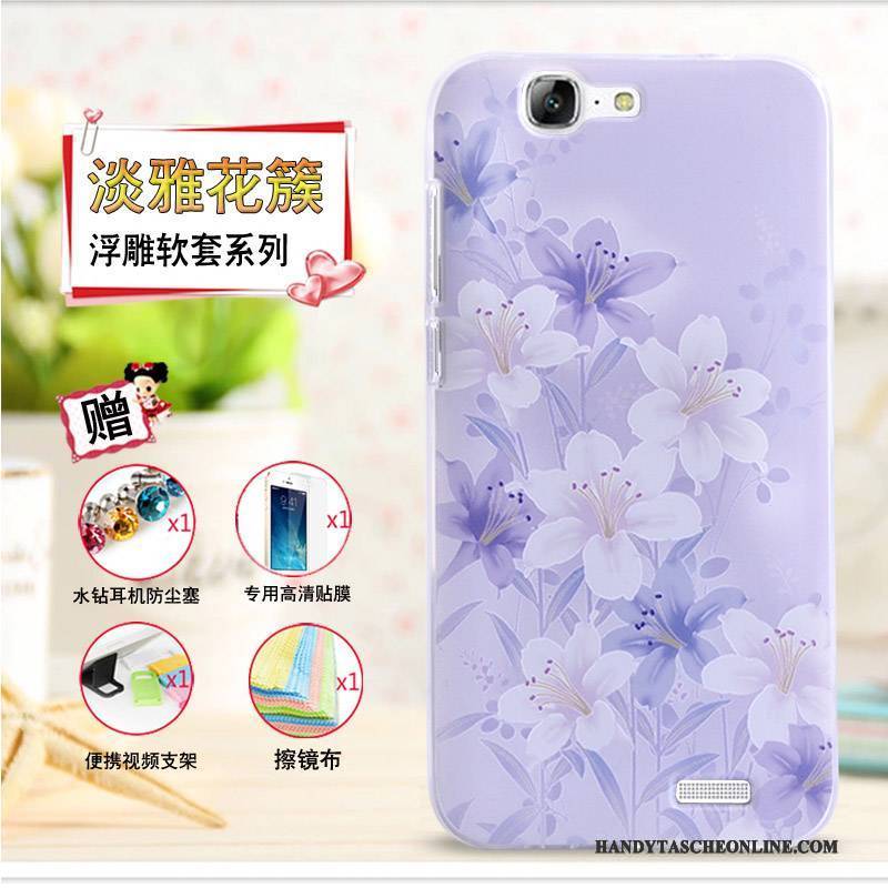 Hülle Huawei Ascend G7 Prägung Handyhüllen Gelb, Case Huawei Ascend G7 Schutz