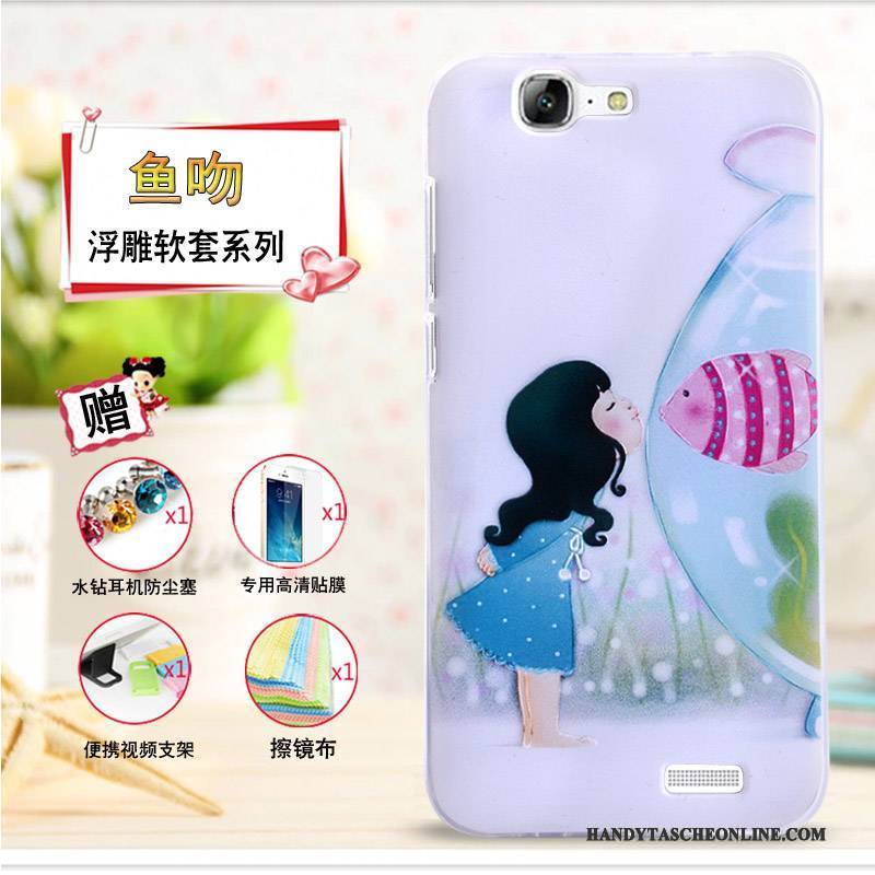 Hülle Huawei Ascend G7 Prägung Handyhüllen Gelb, Case Huawei Ascend G7 Schutz