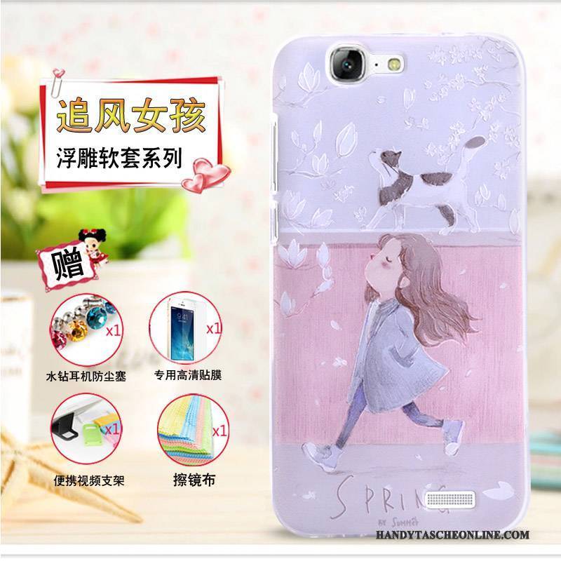 Hülle Huawei Ascend G7 Prägung Handyhüllen Gelb, Case Huawei Ascend G7 Schutz