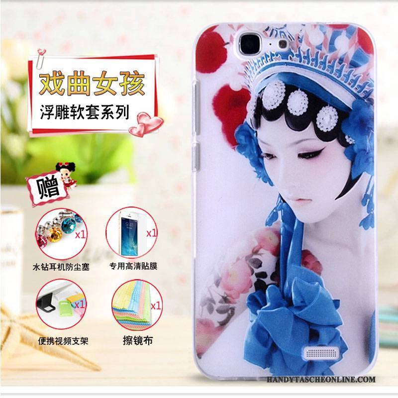 Hülle Huawei Ascend G7 Prägung Handyhüllen Gelb, Case Huawei Ascend G7 Schutz