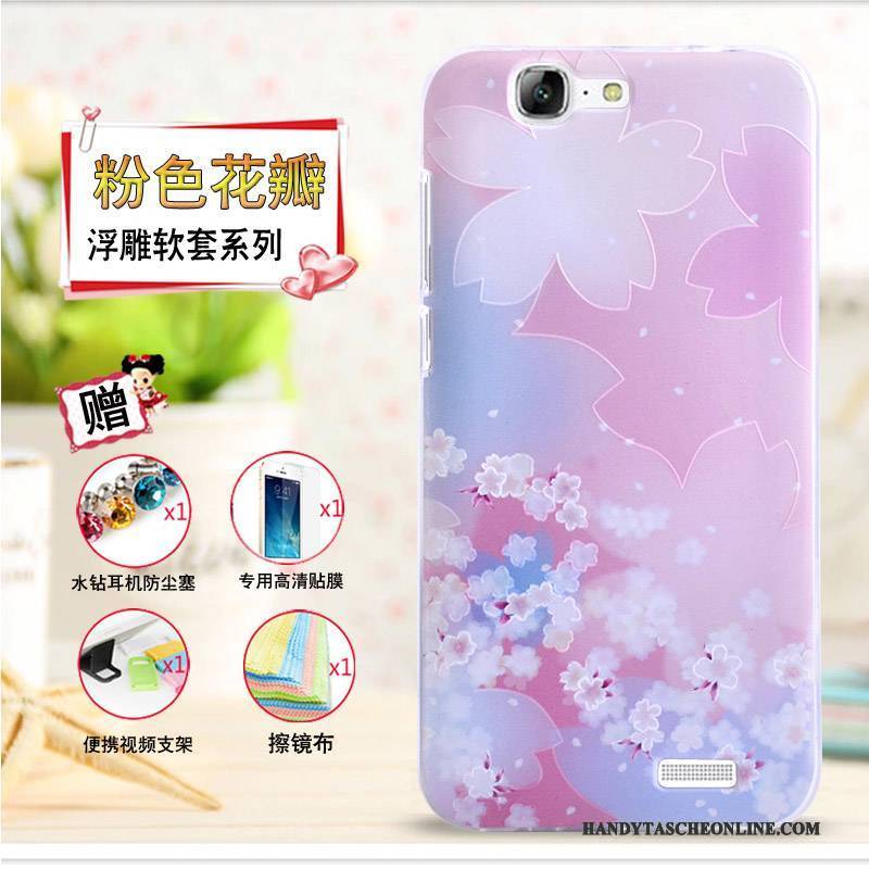 Hülle Huawei Ascend G7 Prägung Handyhüllen Gelb, Case Huawei Ascend G7 Schutz