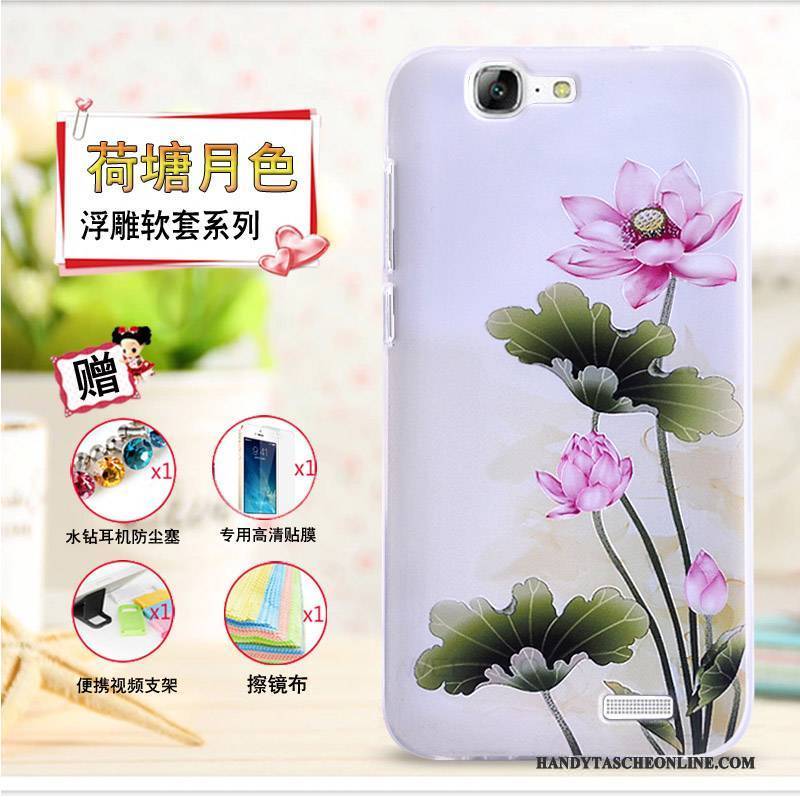 Hülle Huawei Ascend G7 Prägung Handyhüllen Gelb, Case Huawei Ascend G7 Schutz