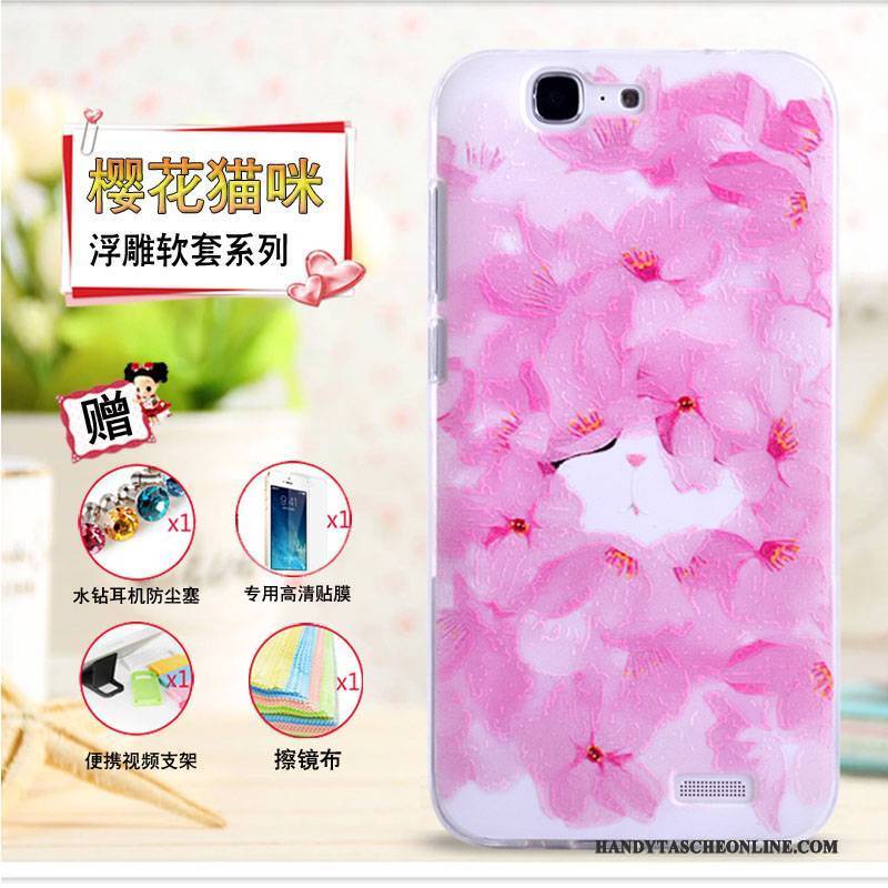 Hülle Huawei Ascend G7 Prägung Handyhüllen Gelb, Case Huawei Ascend G7 Schutz