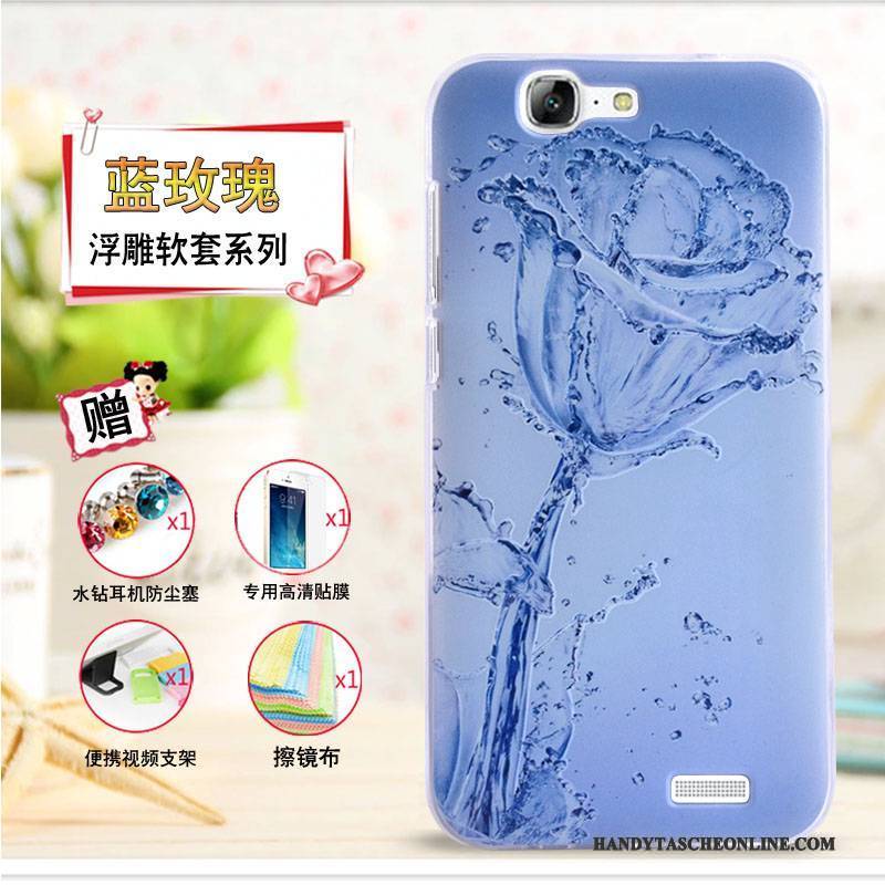 Hülle Huawei Ascend G7 Prägung Handyhüllen Gelb, Case Huawei Ascend G7 Schutz