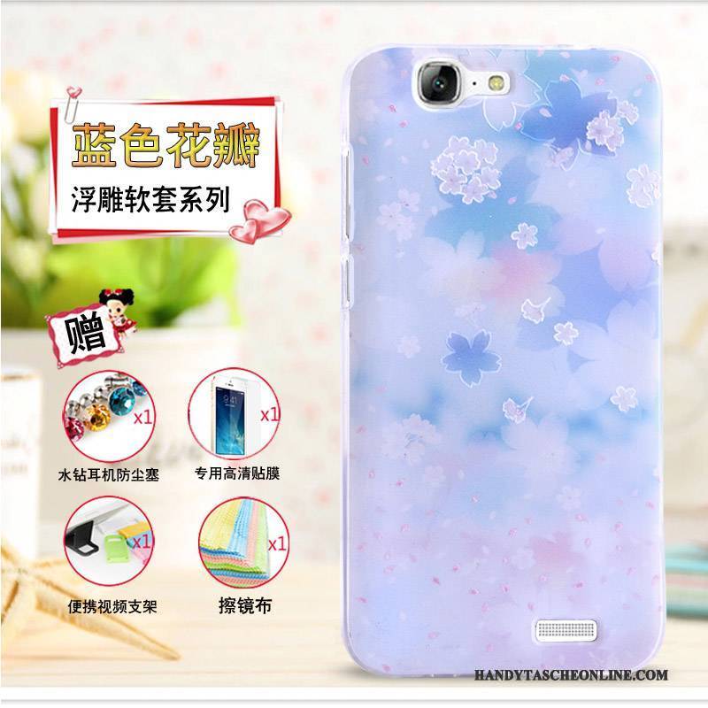 Hülle Huawei Ascend G7 Prägung Handyhüllen Gelb, Case Huawei Ascend G7 Schutz