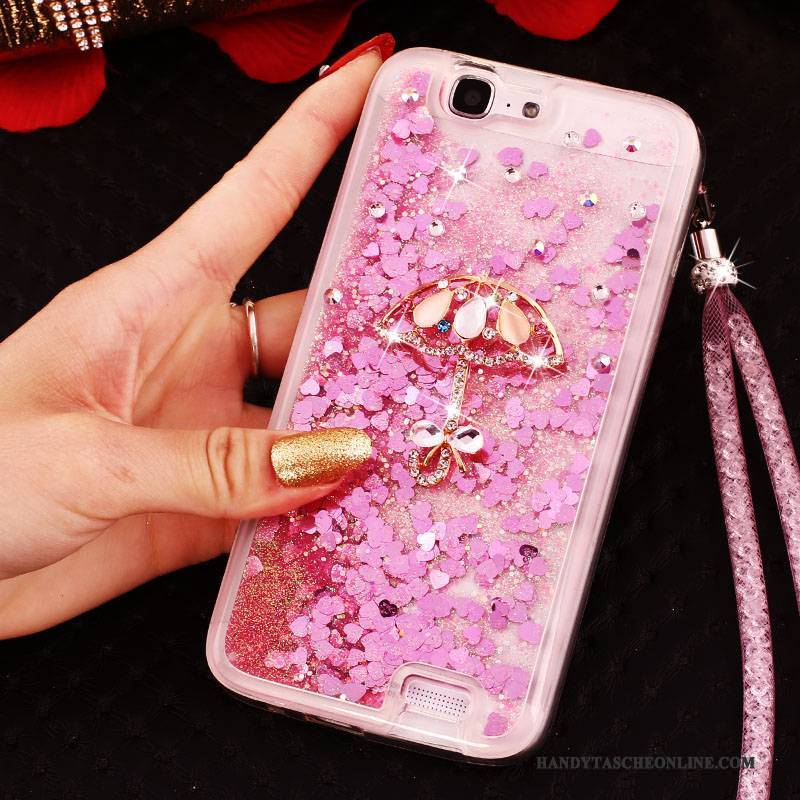 Hülle Huawei Ascend G7 Strass Handyhüllen Schnalle, Case Huawei Ascend G7 Schutz Blau Ring