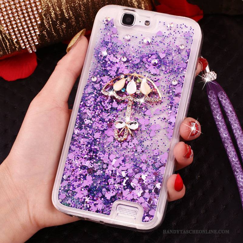 Hülle Huawei Ascend G7 Strass Handyhüllen Schnalle, Case Huawei Ascend G7 Schutz Blau Ring