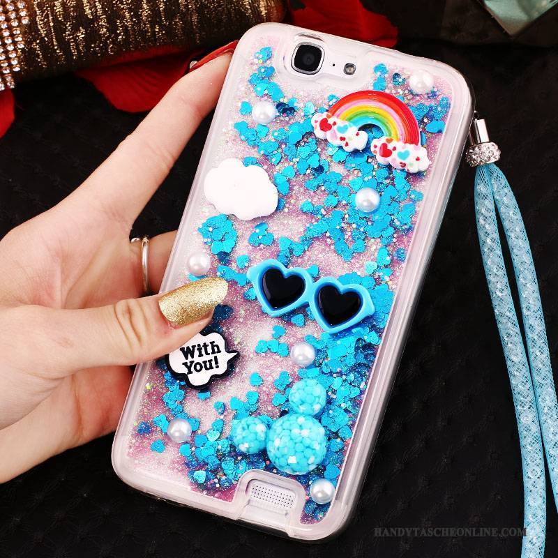 Hülle Huawei Ascend G7 Strass Handyhüllen Schnalle, Case Huawei Ascend G7 Schutz Blau Ring