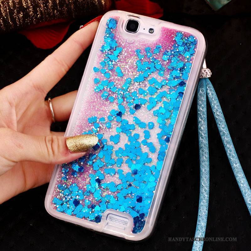 Hülle Huawei Ascend G7 Strass Handyhüllen Schnalle, Case Huawei Ascend G7 Schutz Blau Ring
