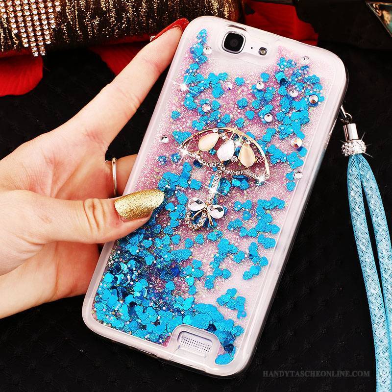 Hülle Huawei Ascend G7 Strass Handyhüllen Schnalle, Case Huawei Ascend G7 Schutz Blau Ring