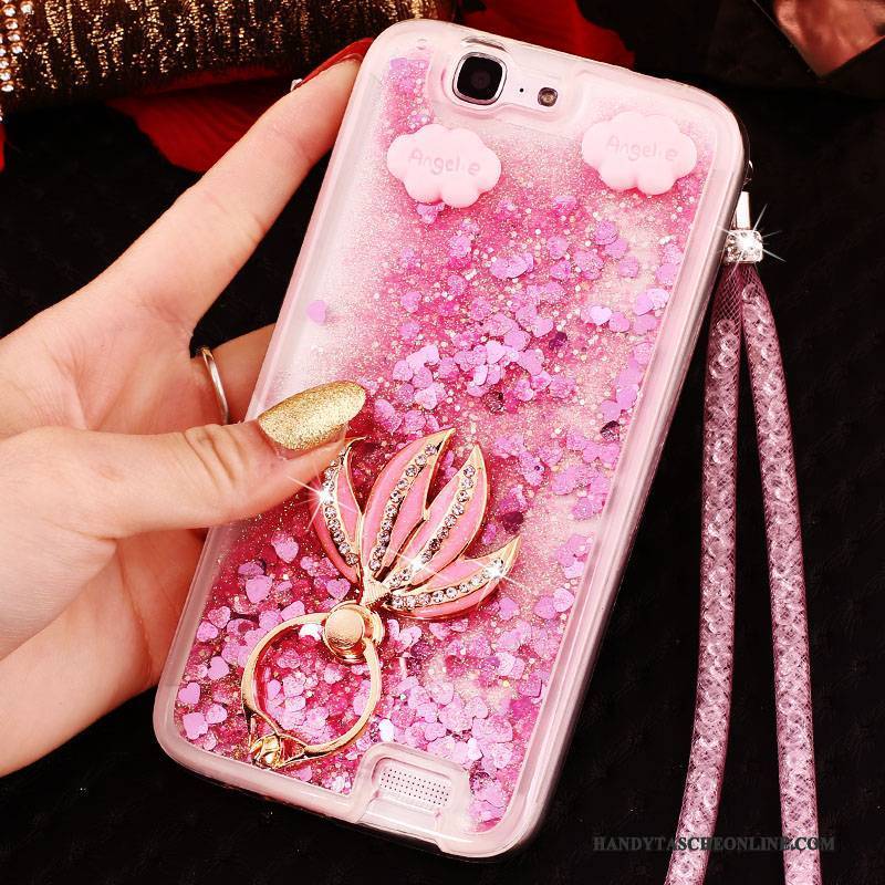 Hülle Huawei Ascend G7 Strass Handyhüllen Schnalle, Case Huawei Ascend G7 Schutz Blau Ring
