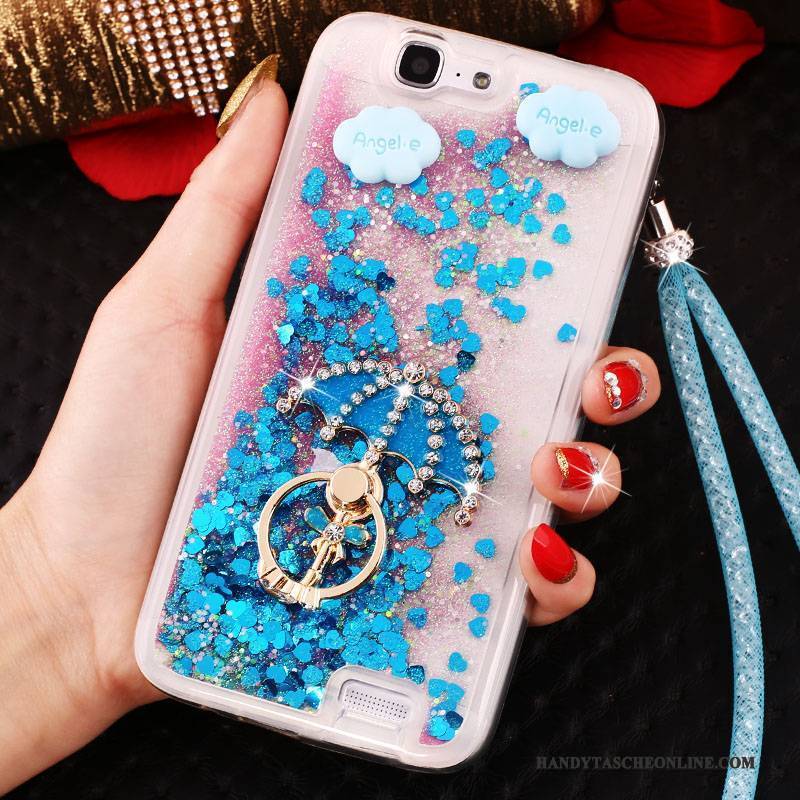 Hülle Huawei Ascend G7 Strass Handyhüllen Schnalle, Case Huawei Ascend G7 Schutz Blau Ring