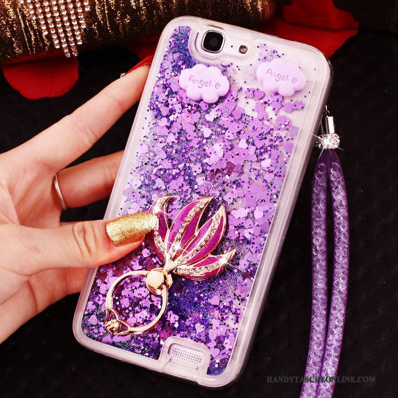 Hülle Huawei Ascend G7 Strass Handyhüllen Schnalle, Case Huawei Ascend G7 Schutz Blau Ring