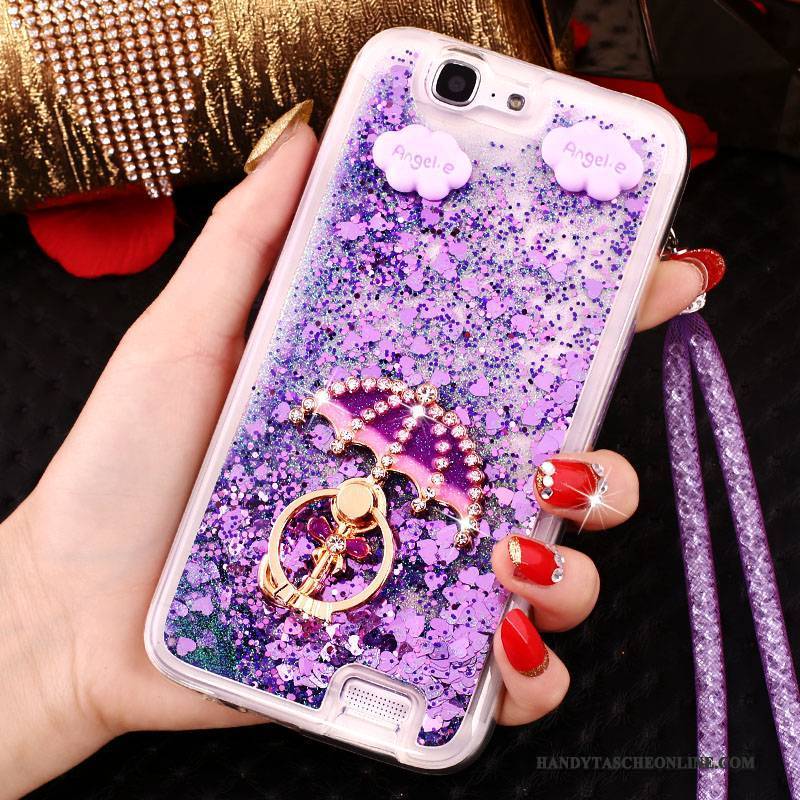 Hülle Huawei Ascend G7 Strass Handyhüllen Schnalle, Case Huawei Ascend G7 Schutz Blau Ring