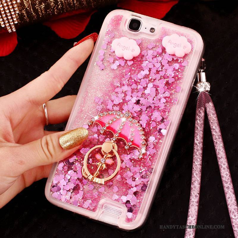 Hülle Huawei Ascend G7 Strass Handyhüllen Schnalle, Case Huawei Ascend G7 Schutz Blau Ring