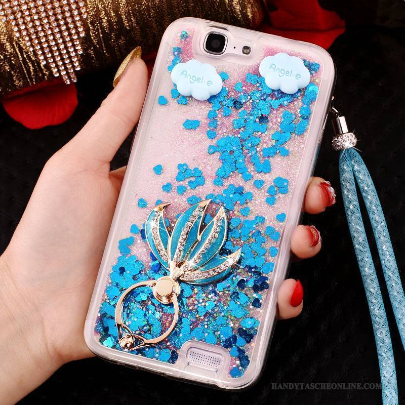 Hülle Huawei Ascend G7 Strass Handyhüllen Schnalle, Case Huawei Ascend G7 Schutz Blau Ring