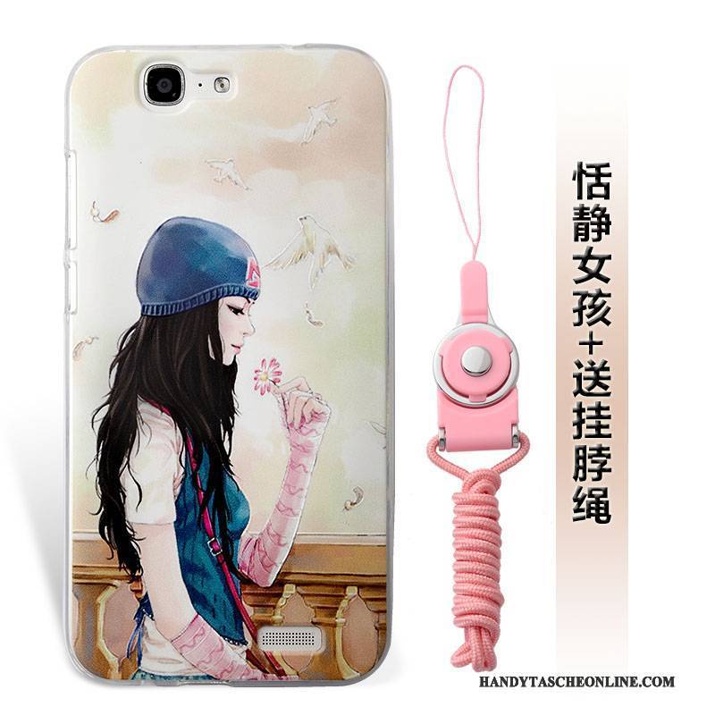 Hülle Huawei Ascend G7 Weiche Anti-sturz Handyhüllen, Case Huawei Ascend G7 Silikon Schwarz Hängende Verzierungen