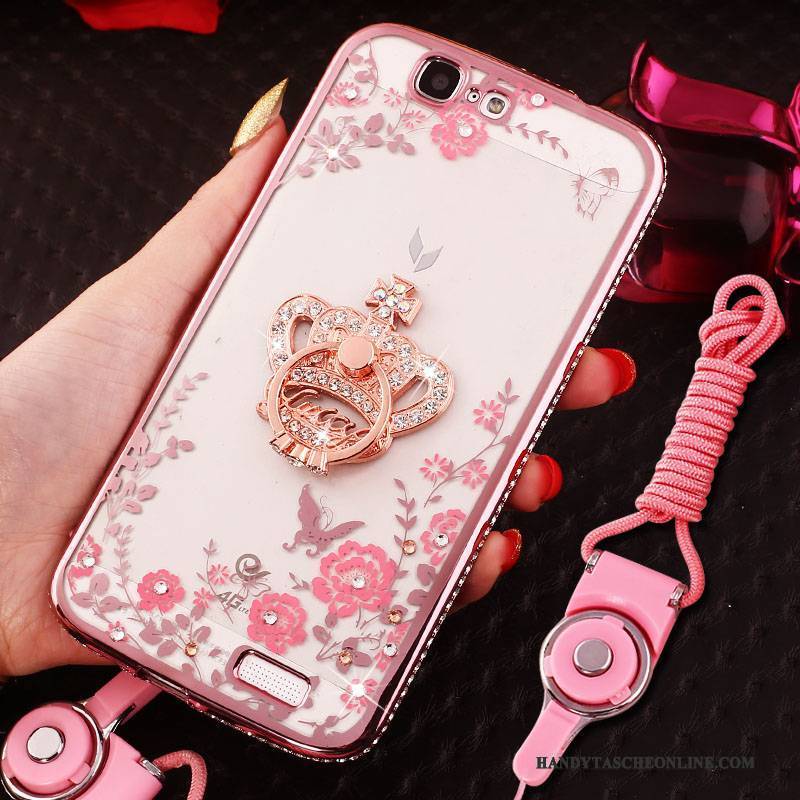 Hülle Huawei Ascend G7 Weiche Handyhüllen Rosa, Case Huawei Ascend G7 Schutz Trend Hängende Verzierungen