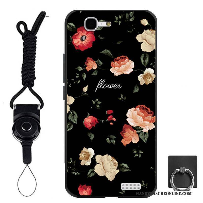 Hülle Huawei Ascend G7 Weiche Schwarz Handyhüllen, Case Huawei Ascend G7 Schutz Ring Hängende Verzierungen