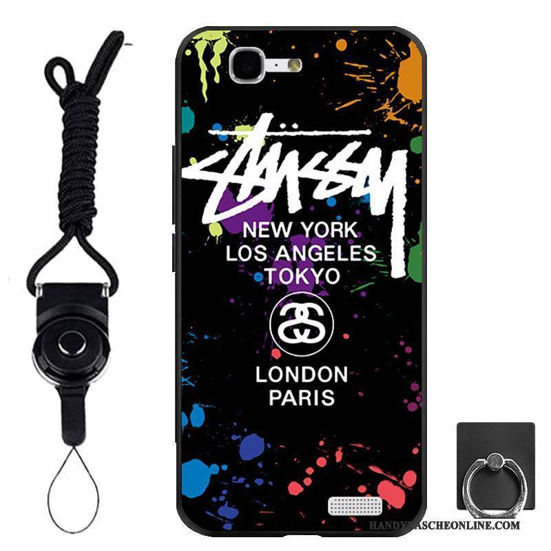 Hülle Huawei Ascend G7 Weiche Schwarz Handyhüllen, Case Huawei Ascend G7 Schutz Ring Hängende Verzierungen