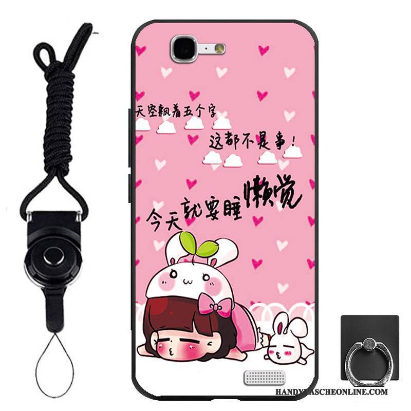 Hülle Huawei Ascend G7 Weiche Schwarz Handyhüllen, Case Huawei Ascend G7 Schutz Ring Hängende Verzierungen