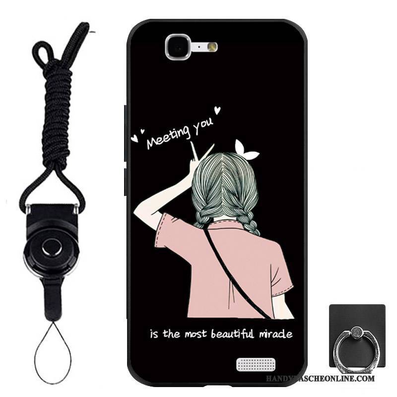Hülle Huawei Ascend G7 Weiche Schwarz Handyhüllen, Case Huawei Ascend G7 Schutz Ring Hängende Verzierungen