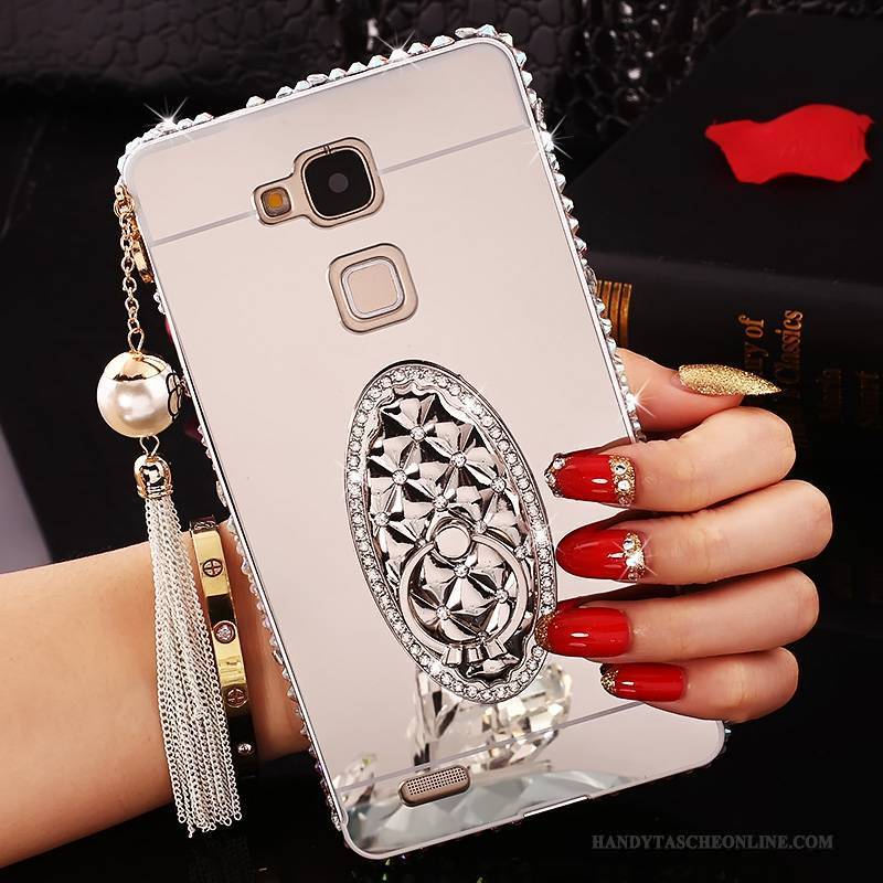 Hülle Huawei Ascend Mate 7 Schutz Rosa Schwer, Case Huawei Ascend Mate 7 Strass Handyhüllen Spiegel
