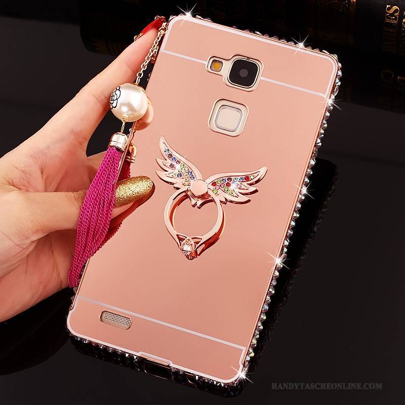 Hülle Huawei Ascend Mate 7 Schutz Rosa Schwer, Case Huawei Ascend Mate 7 Strass Handyhüllen Spiegel