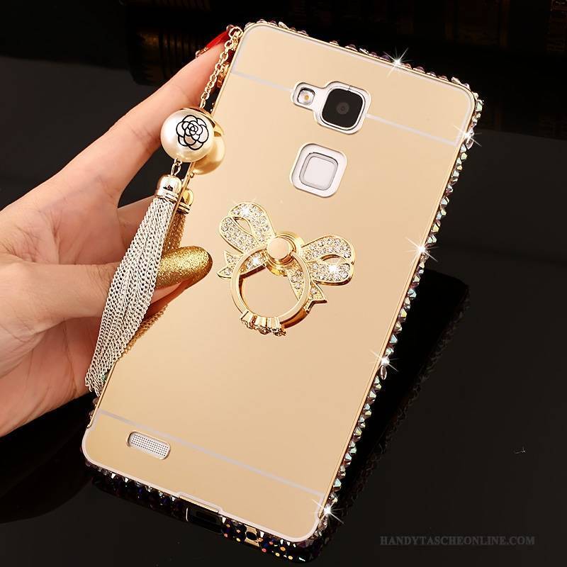 Hülle Huawei Ascend Mate 7 Schutz Rosa Schwer, Case Huawei Ascend Mate 7 Strass Handyhüllen Spiegel