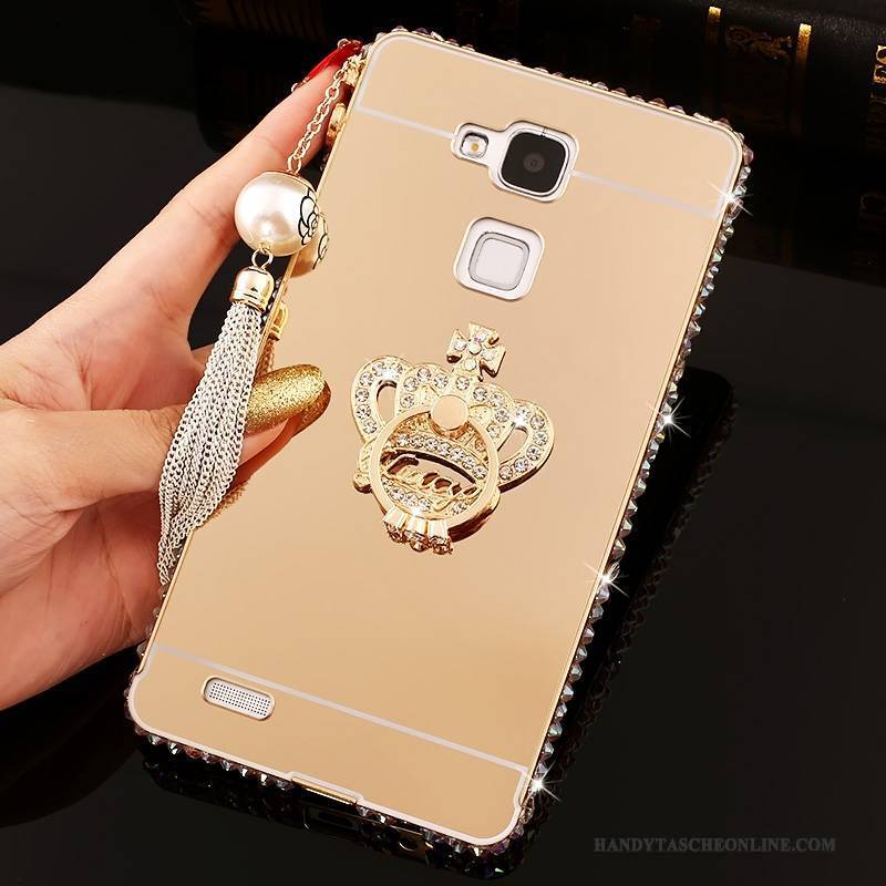 Hülle Huawei Ascend Mate 7 Schutz Rosa Schwer, Case Huawei Ascend Mate 7 Strass Handyhüllen Spiegel